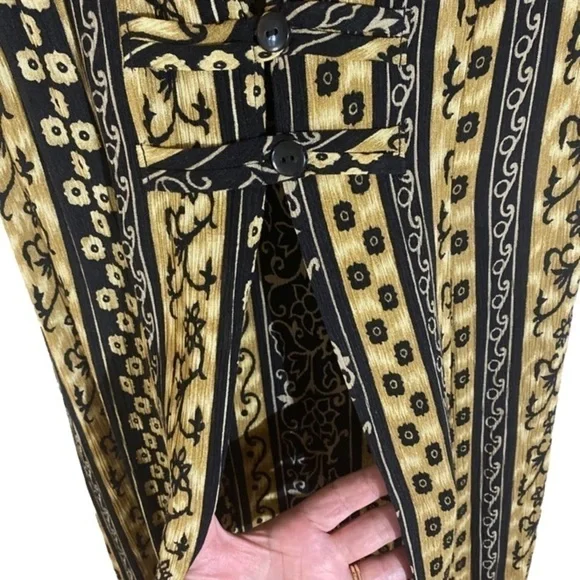 Batik Print Dress Boho Black Tan Small - Picture 5 of 11